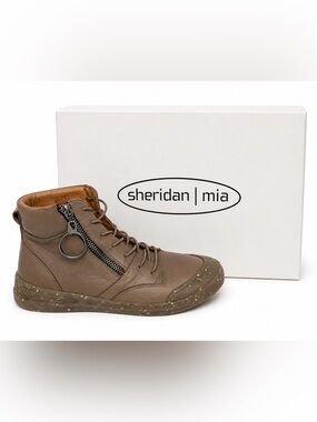 Sheridan Mia Alba Brown Leather High-Top ankle Boot-Sneaker NIB